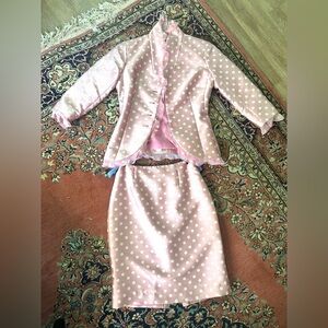 Vintage Rickie Freeman for TERI JON - Two piece pink polka dot suit